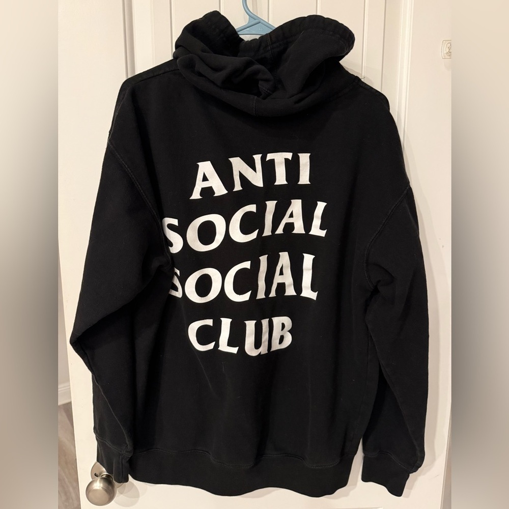 Anti Social Social Club Black Hoodie Graphic Logo Sweatshirt size L